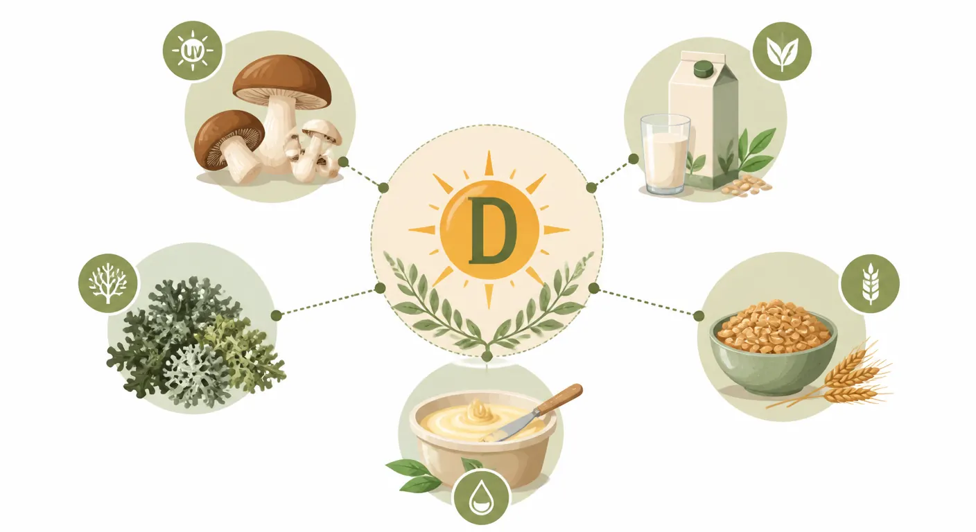Infographie des sources végétales de vitamine D pour femme végétarienne ou végane