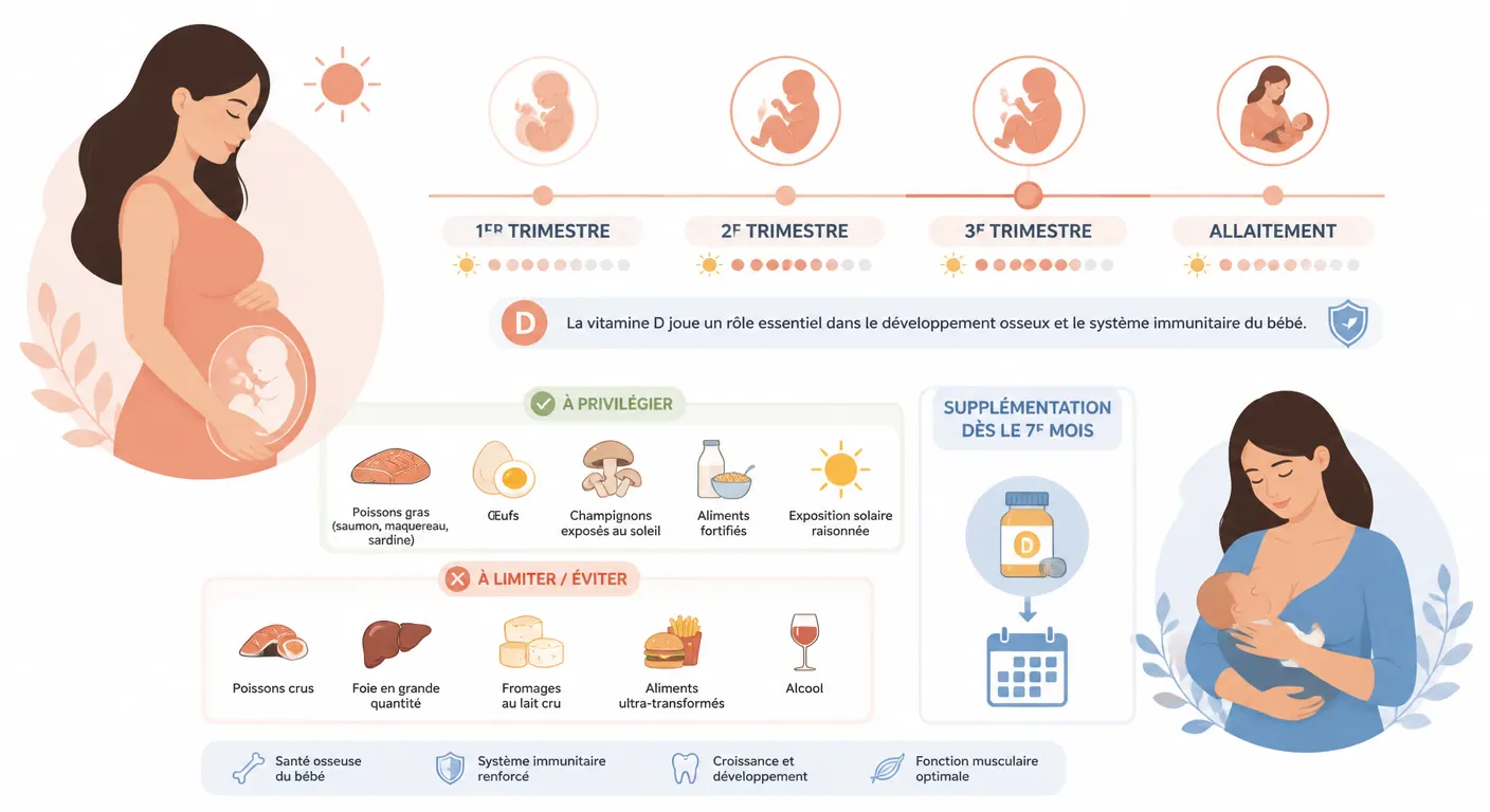 Infographie vitamine D grossesse allaitement post-partum