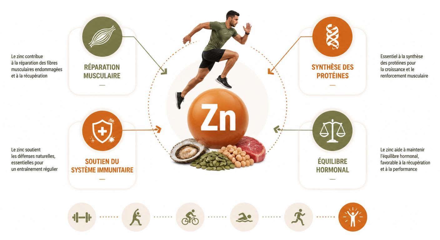 Infographie du rôle du zinc dans la récupération sportive
