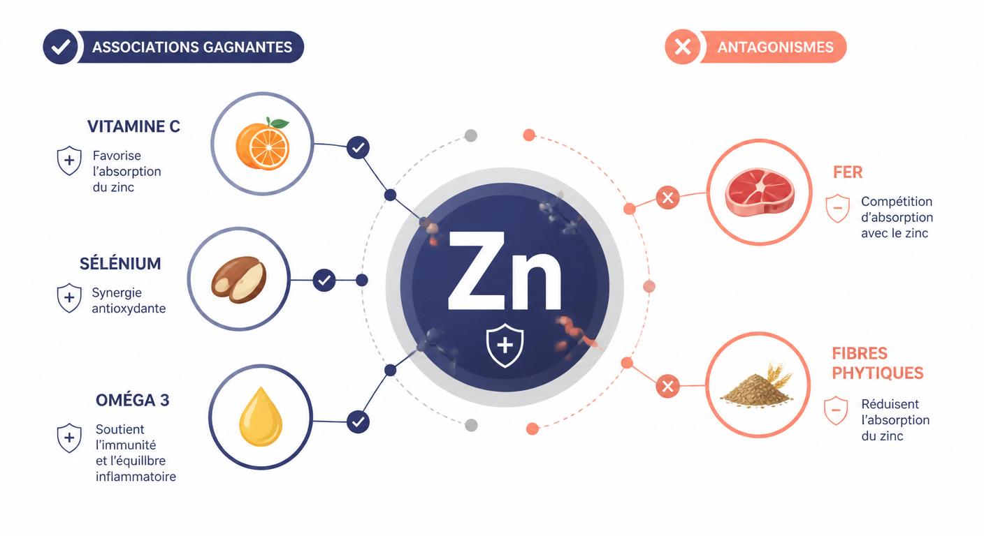 Infographie synergies et antagonismes du zinc