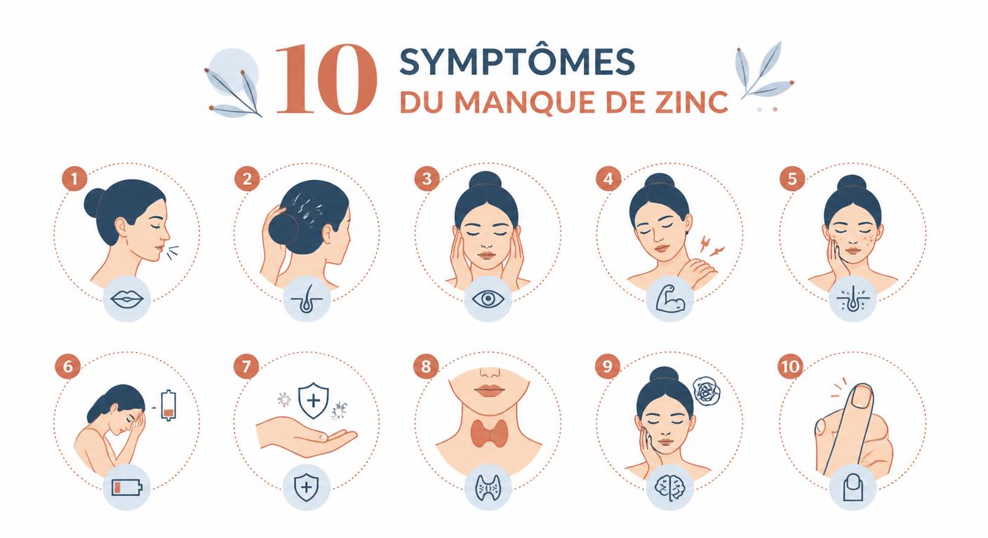 Infographie des 10 signes d'un manque de zinc