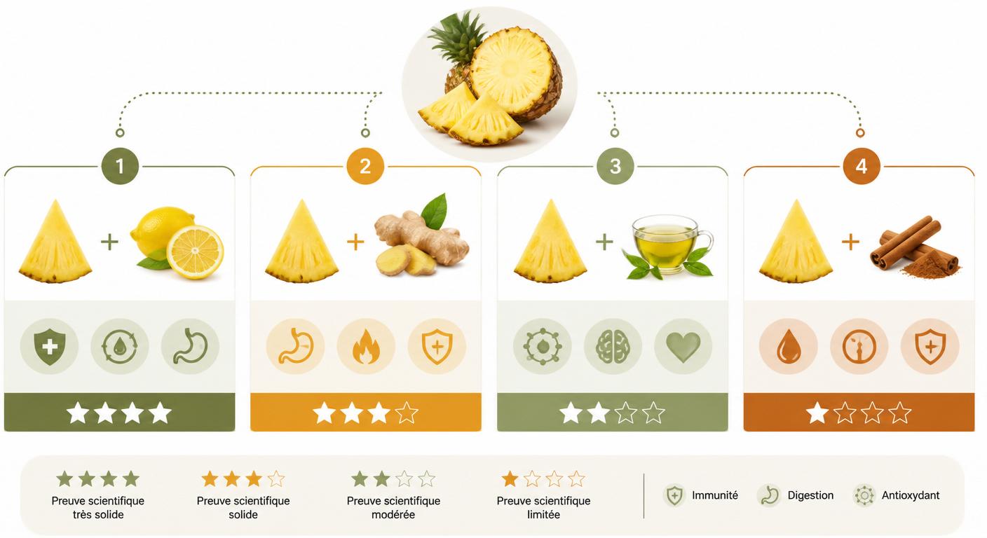 Infographie comparant 4 combinaisons alimentaires populaires avec l'ananas