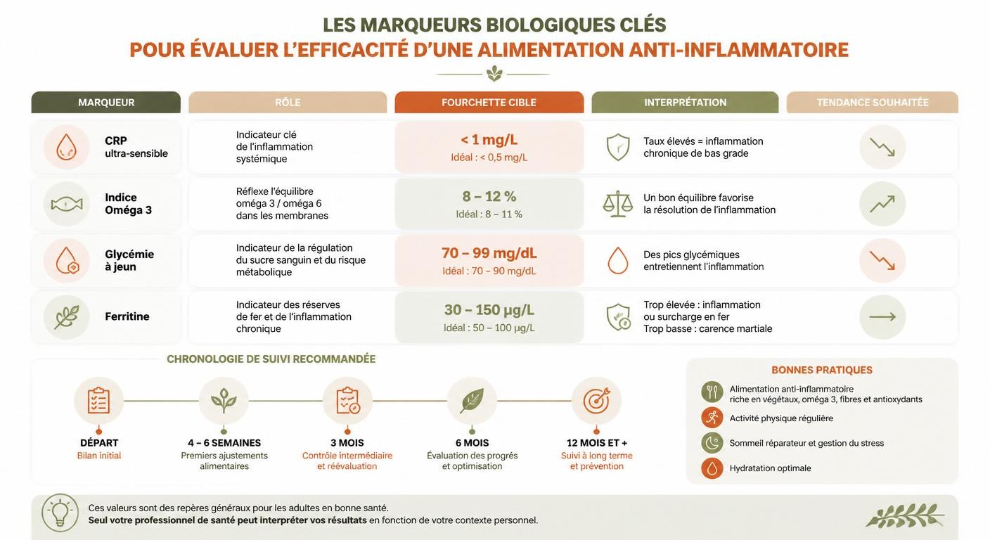 Infographie marqueurs biologiques alimentation anti-inflammatoire