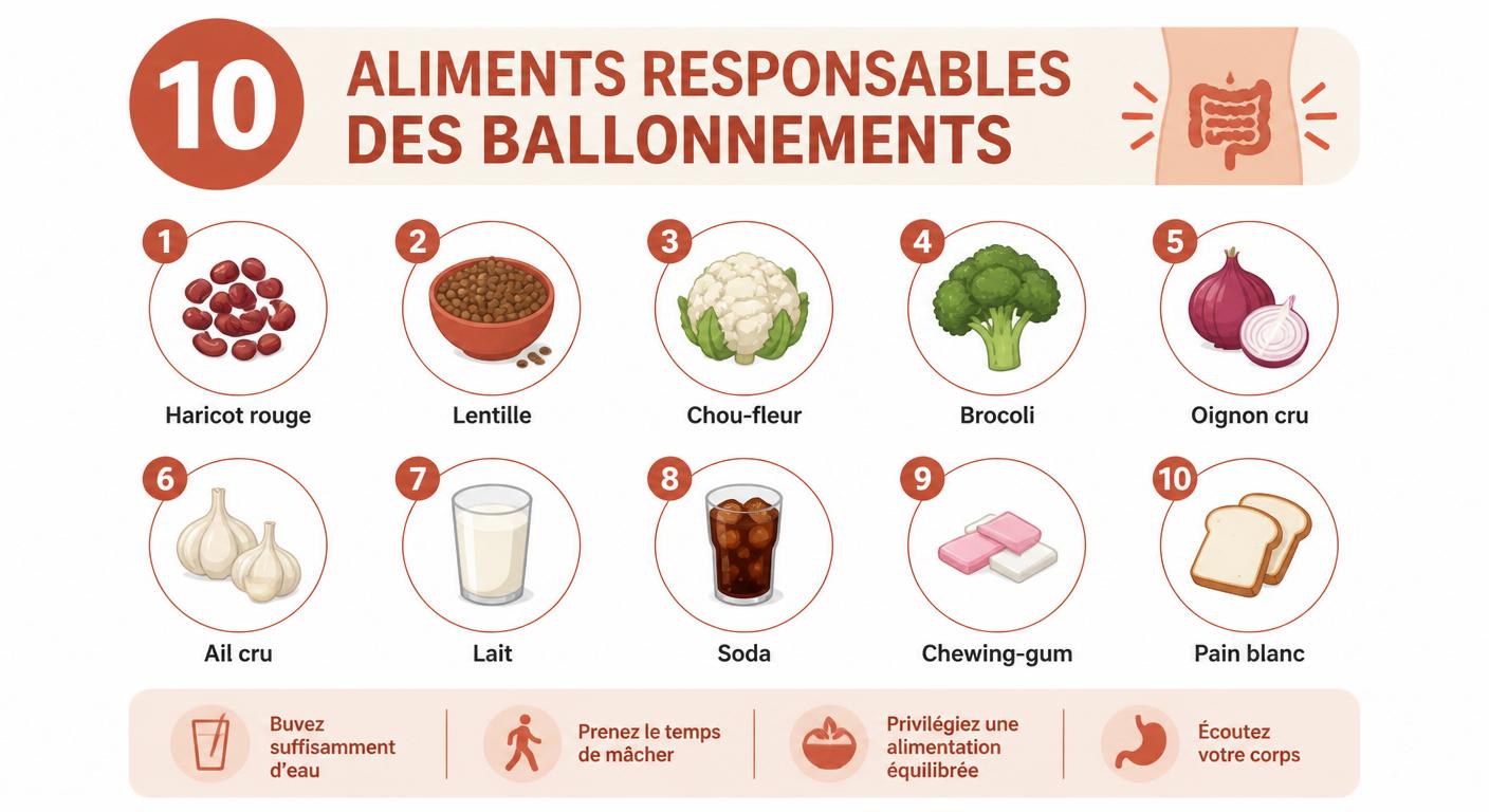 Infographie des 10 aliments qui font gonfler le ventre