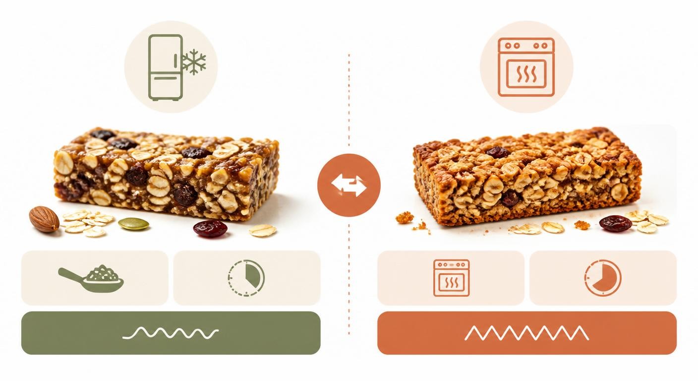 Comparatif barres à l'avoine sans cuisson et cuites au four