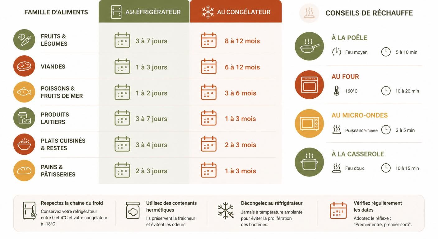 Infographie des durées de conservation des plats préparés en batch cooking