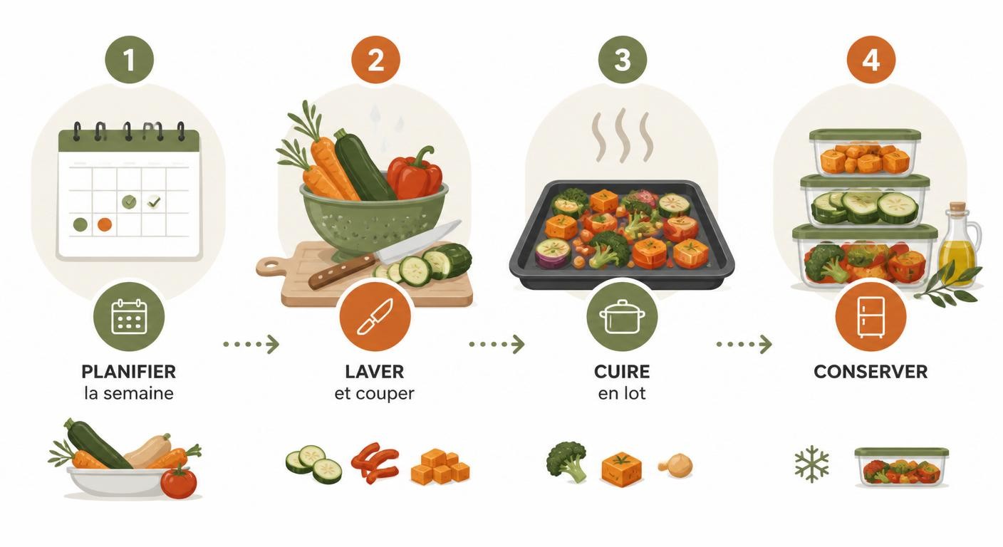 Les 4 étapes du batch cooking de légumes