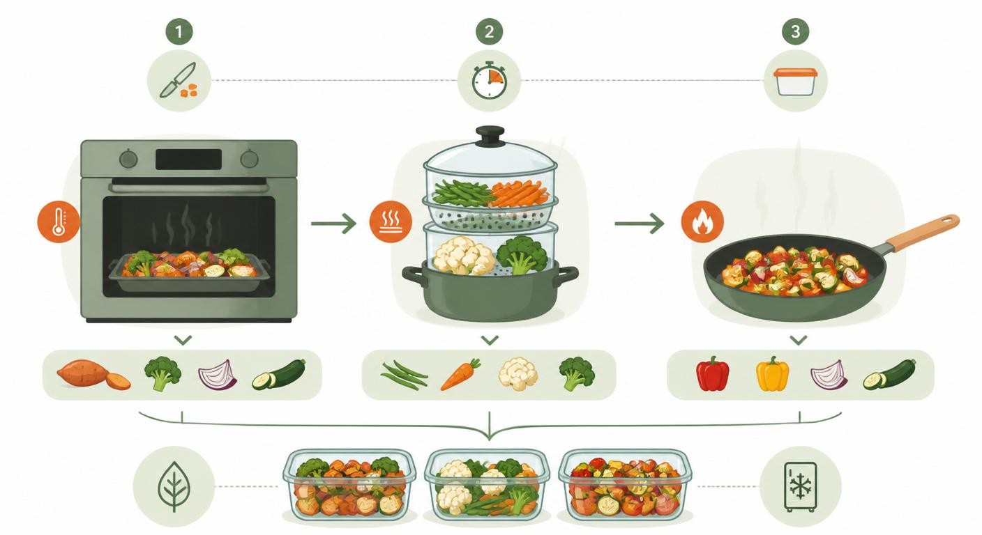 Organisation des cuissons en parallèle pour le batch cooking de légumes
