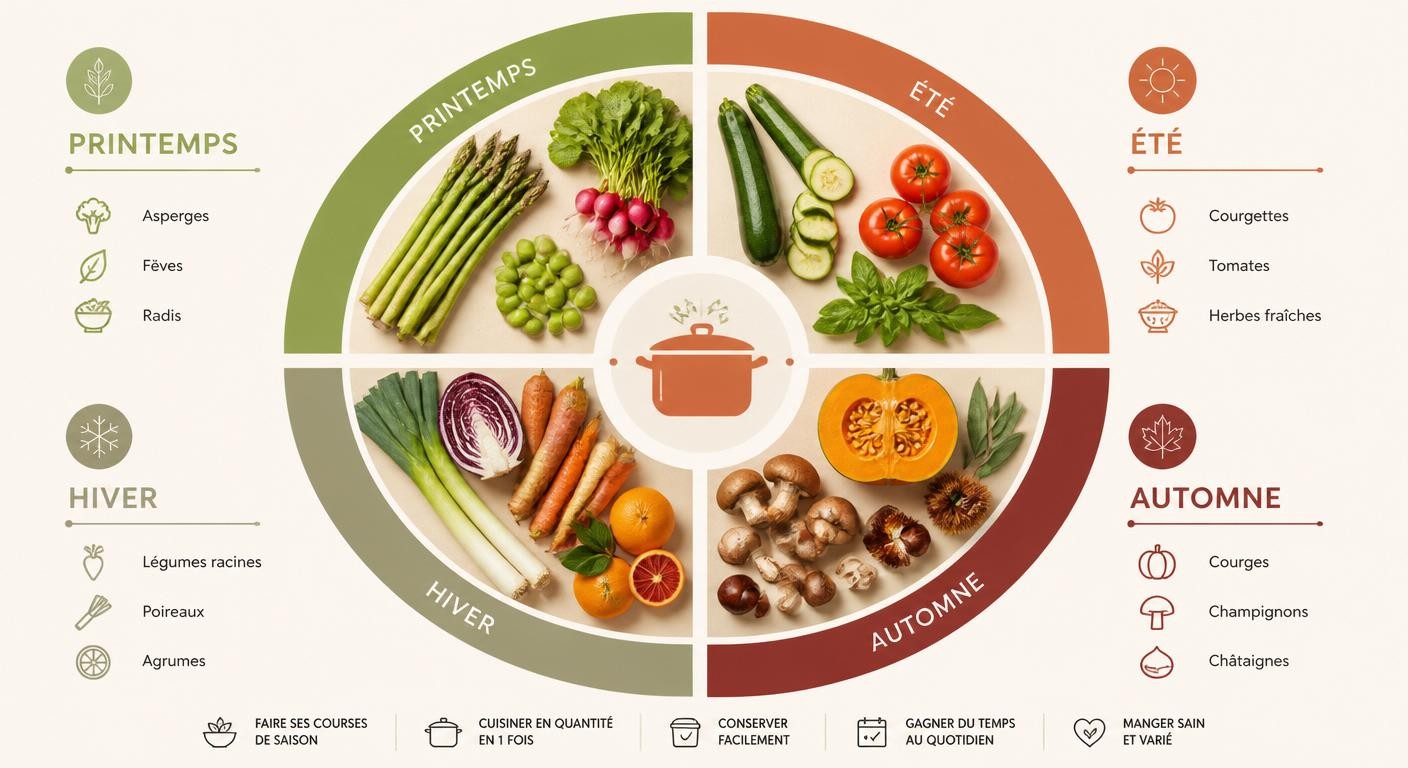 Infographie des variantes saisonnières du batch cooking menu semaine