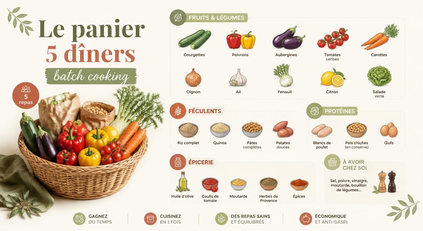 Liste de courses optimisée pour un batch cooking menu semaine