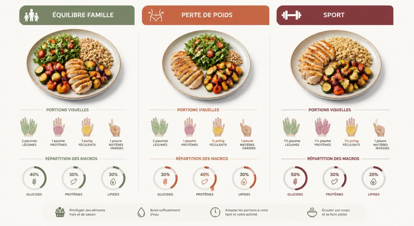 Trois variantes du menu batch cooking semaine selon l'objectif