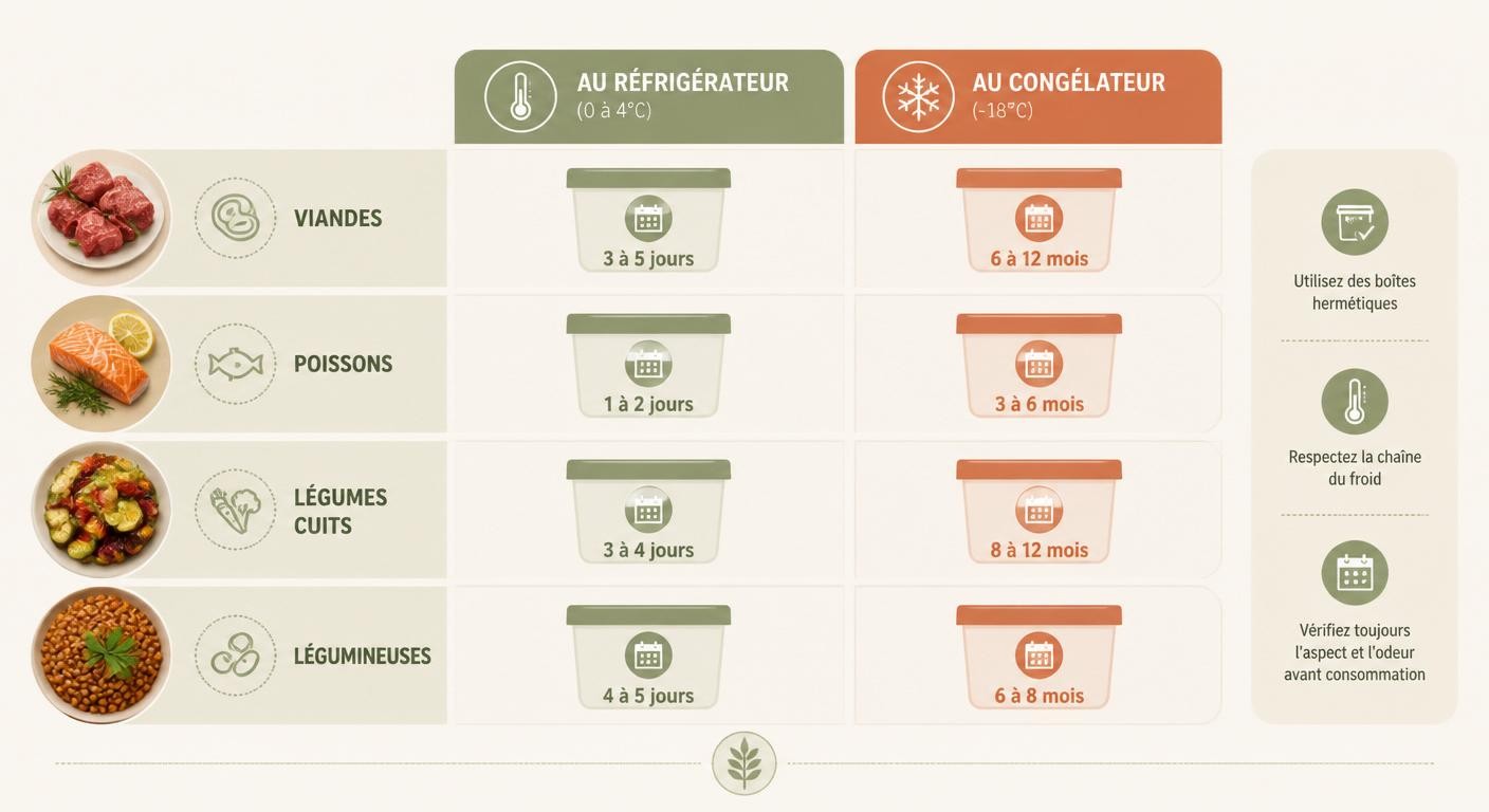 Infographie des durées de conservation des plats batch cooking