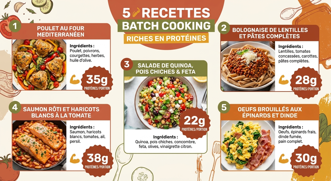 5 recettes de batch cooking riches en protéines pour sportifs