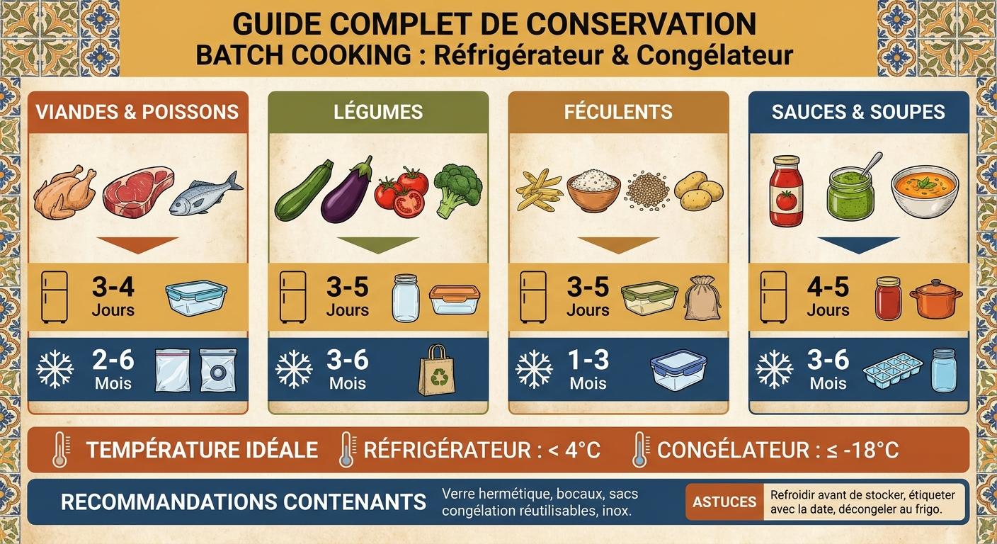 Guide de conservation des plats de batch cooking au réfrigérateur et au congélateur