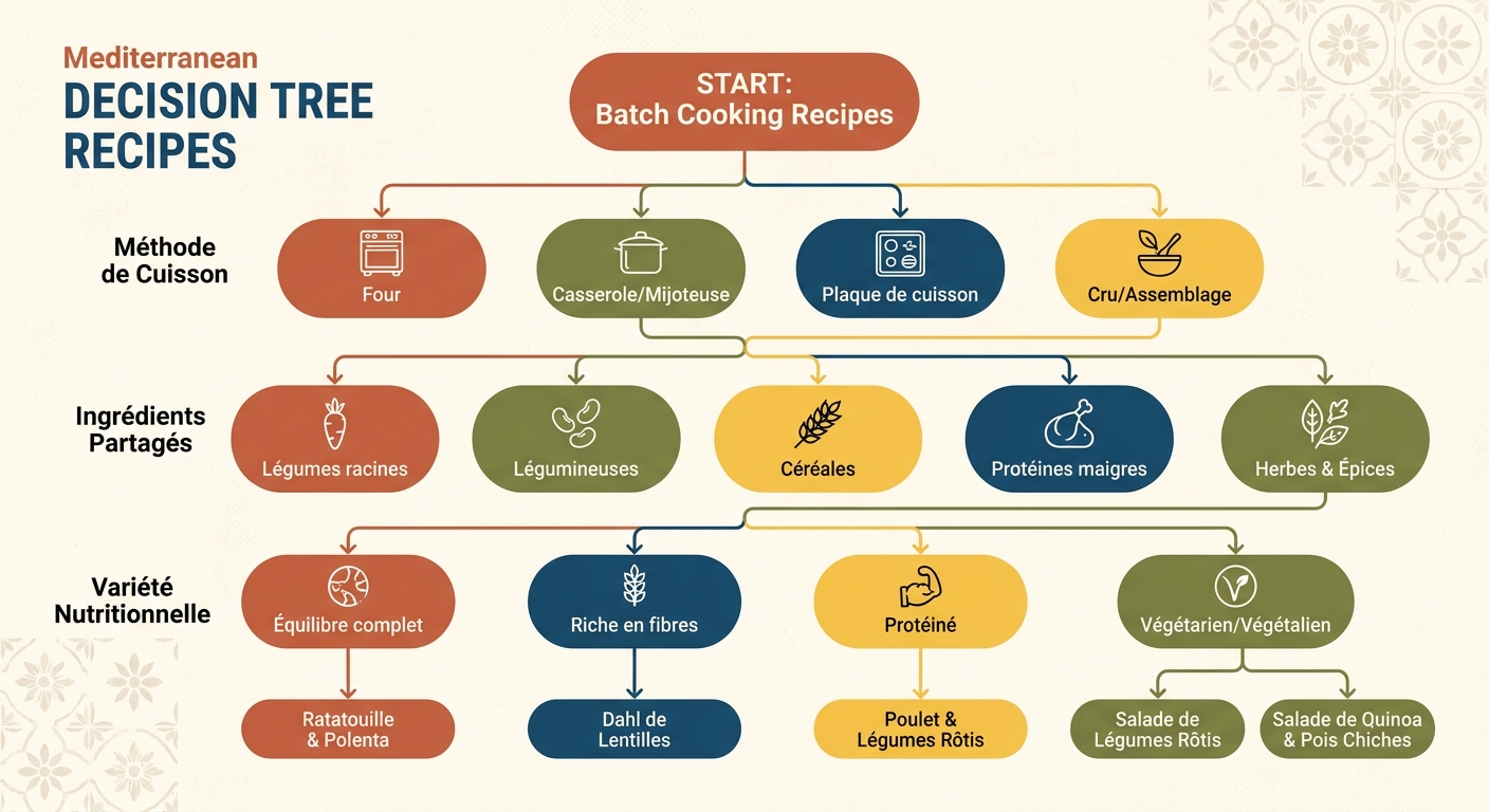 Infographie pour choisir des recettes de batch cooking compatibles