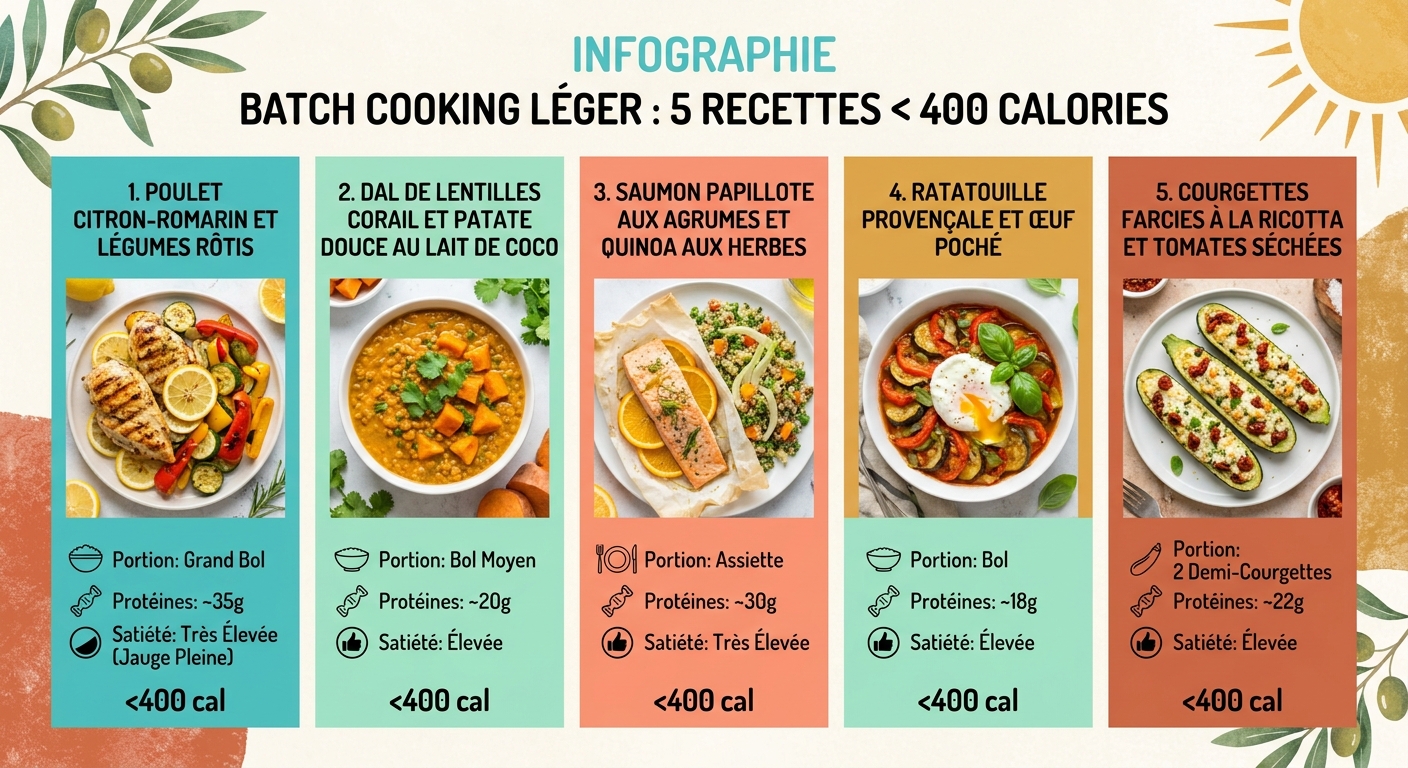5 recettes de batch cooking légères à moins de 400 kcal par portion