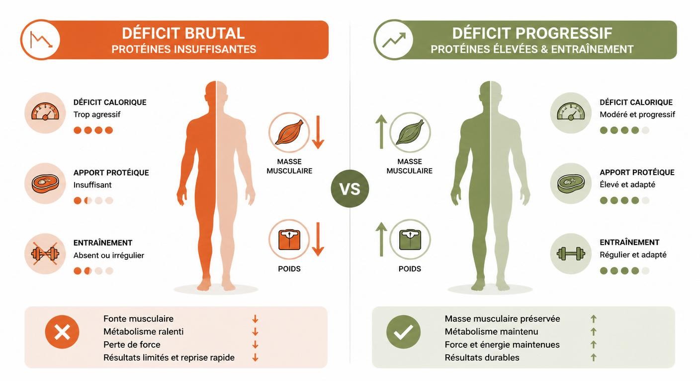 Comparaison de l'impact du déficit brutal et du déficit progressif sur la préservation du muscle