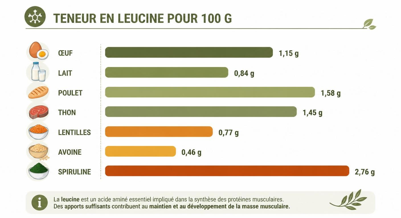 Comparatif de la teneur en leucine des principales sources alimentaires pour le sportif