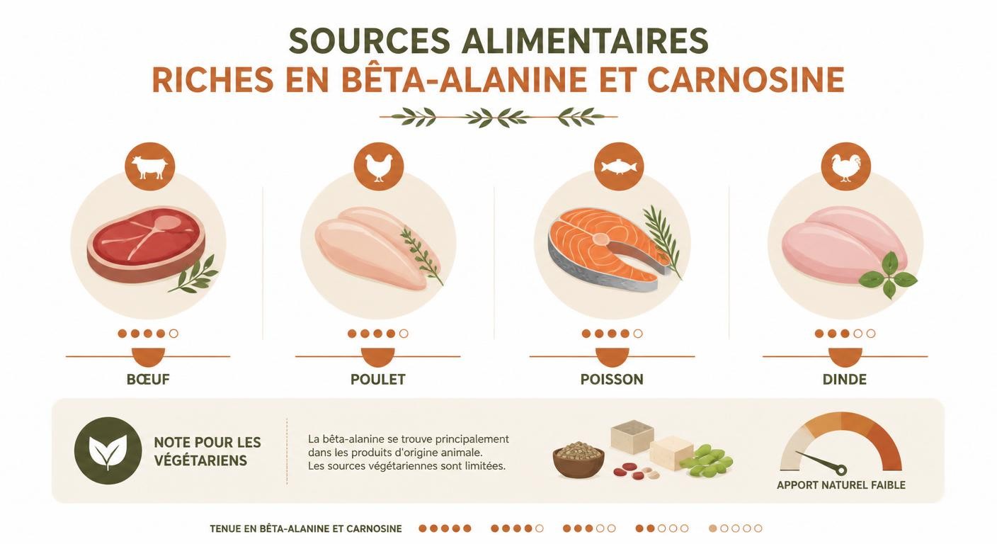 Infographie des sources alimentaires de bêta-alanine et carnosine