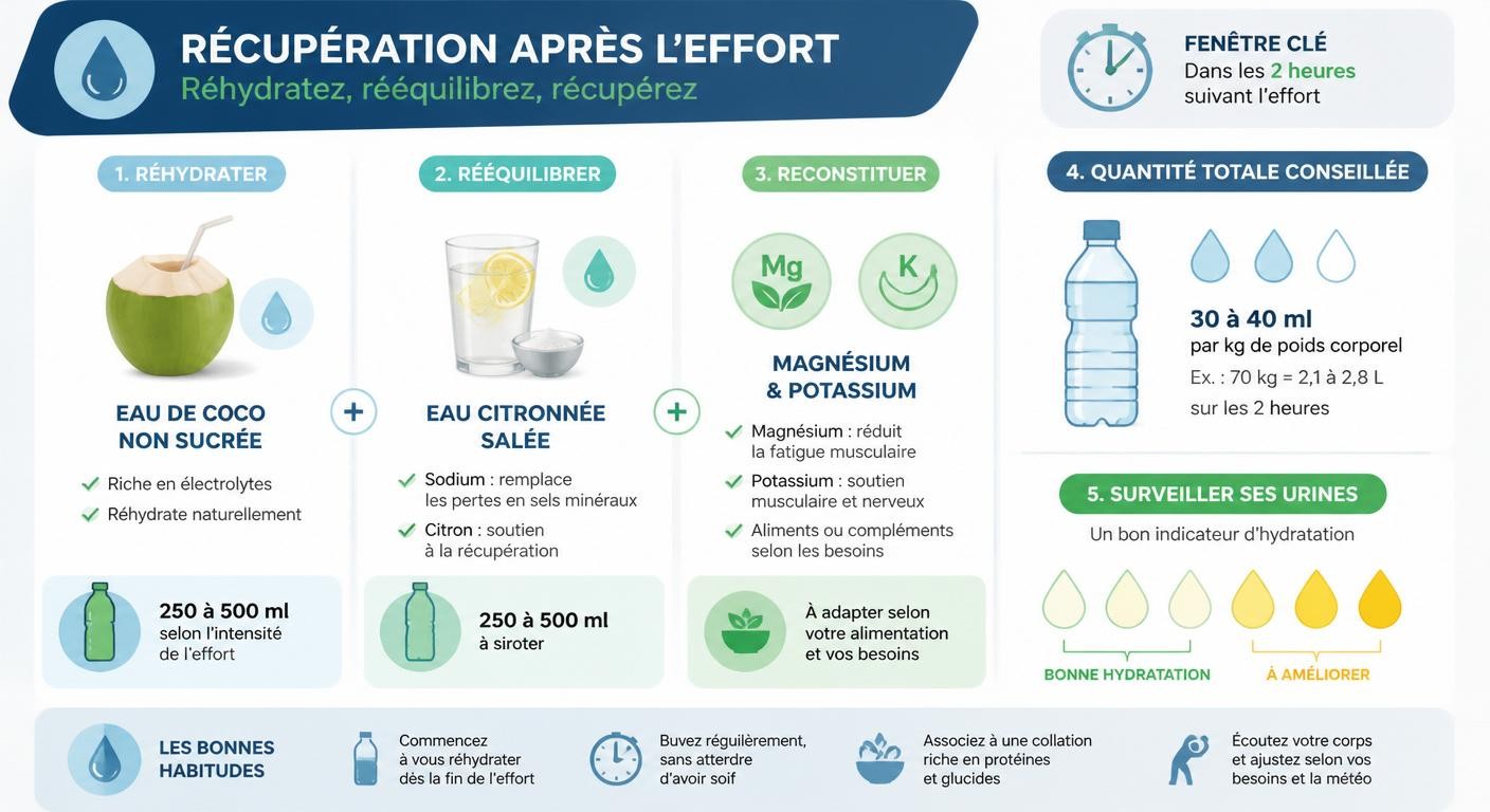 Infographie sur la réhydratation et la récupération après le sport sans sucre