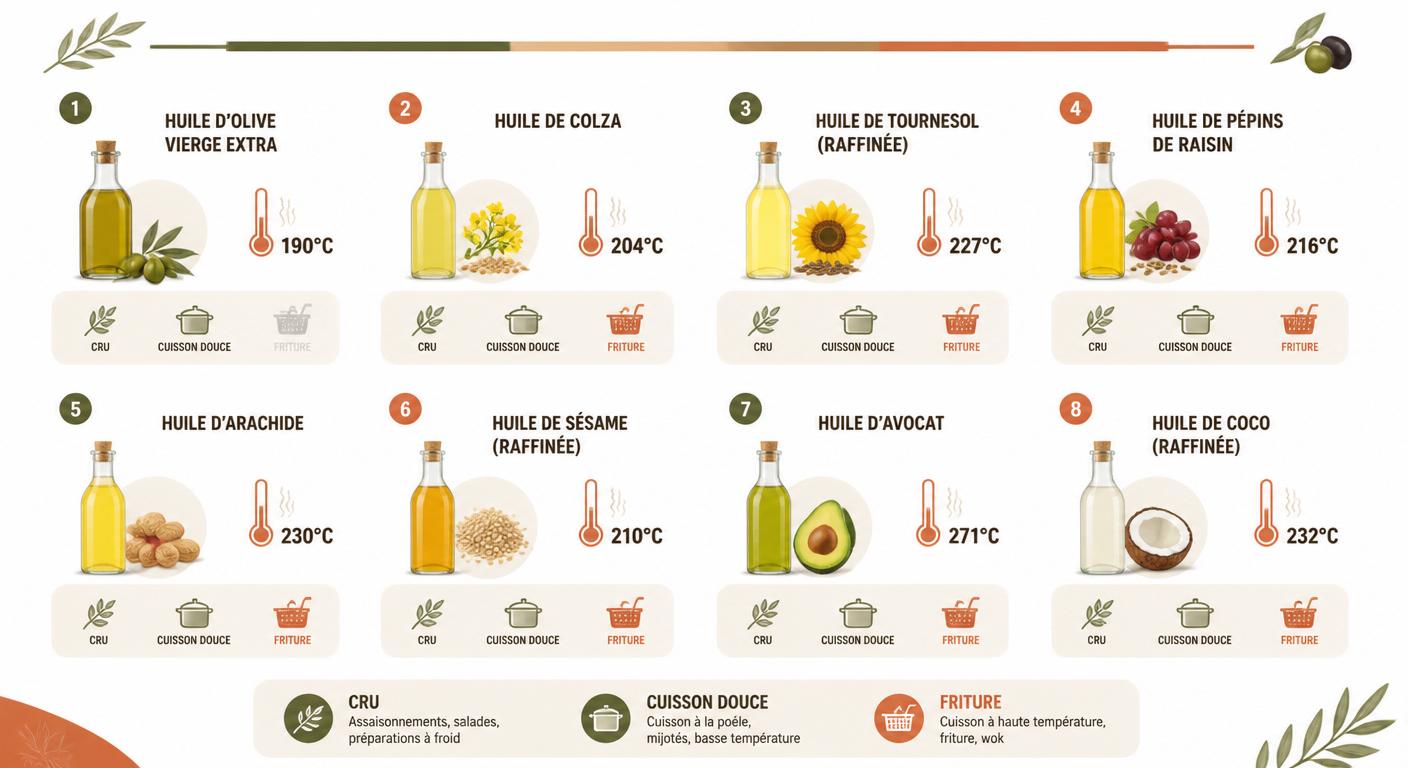 Infographie huiles végétales et cuisson