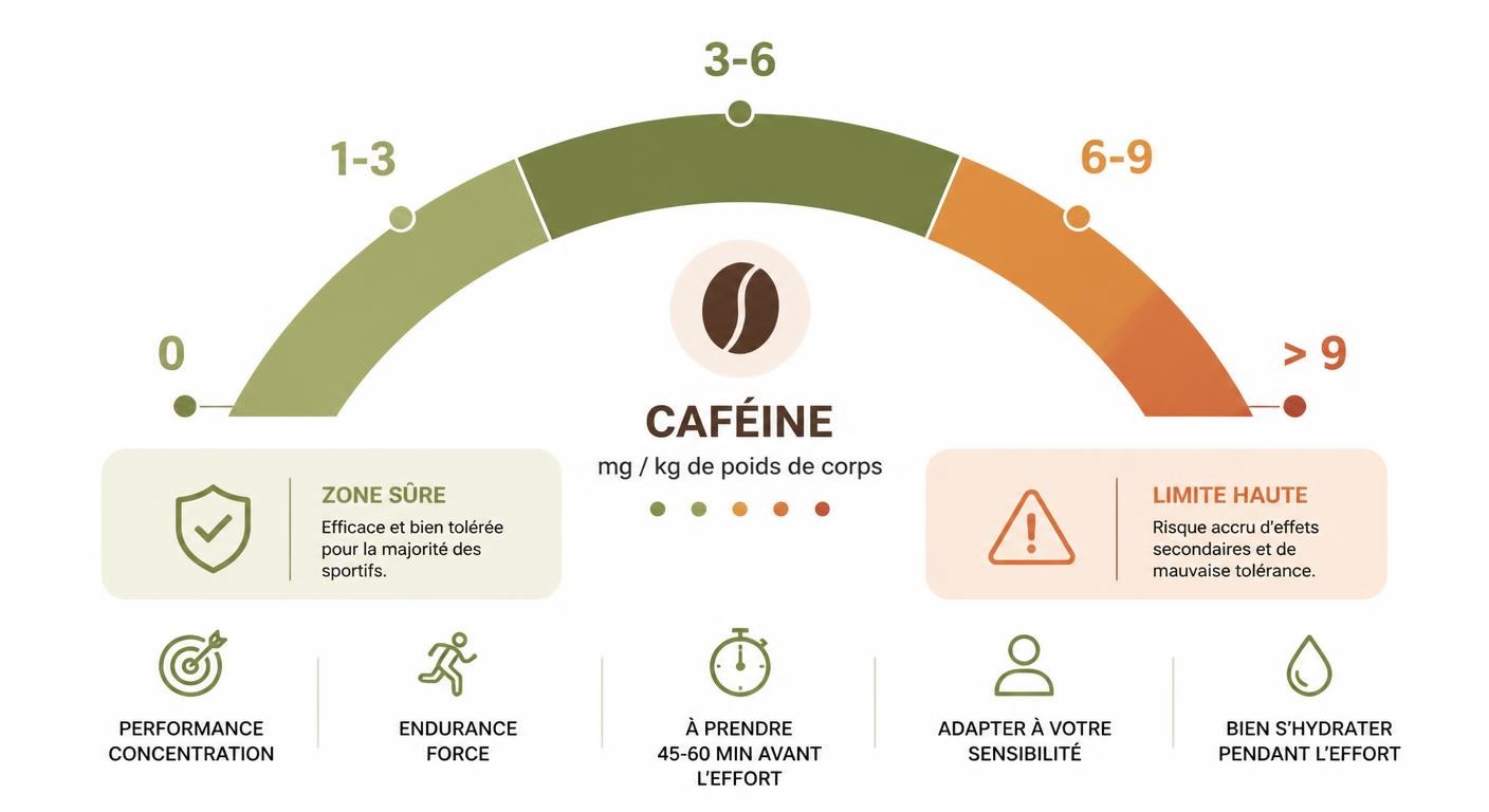 Échelle de dosage de la caféine en milligrammes par kilo de poids de corps