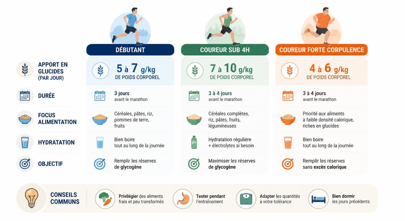 Recharge glucidique adaptée selon le profil du coureur de marathon
