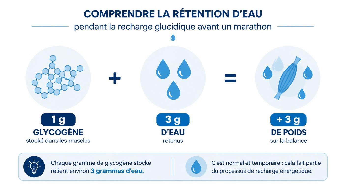 Chaque gramme de glycogène stocké est associé à environ 3 grammes d'eau