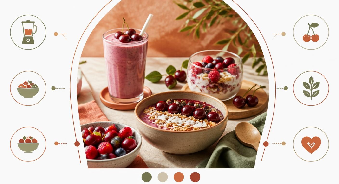 Infographie des façons gourmandes d'intégrer la griotte dans une alimentation durable