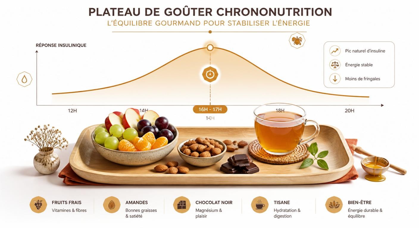 Goûter chrononutrition et courbe du pic d'insuline en milieu d'après-midi