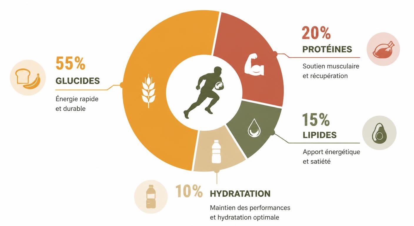 Infographie comparant la composition nutritionnelle d'une collation de mi-temps au rugby.
