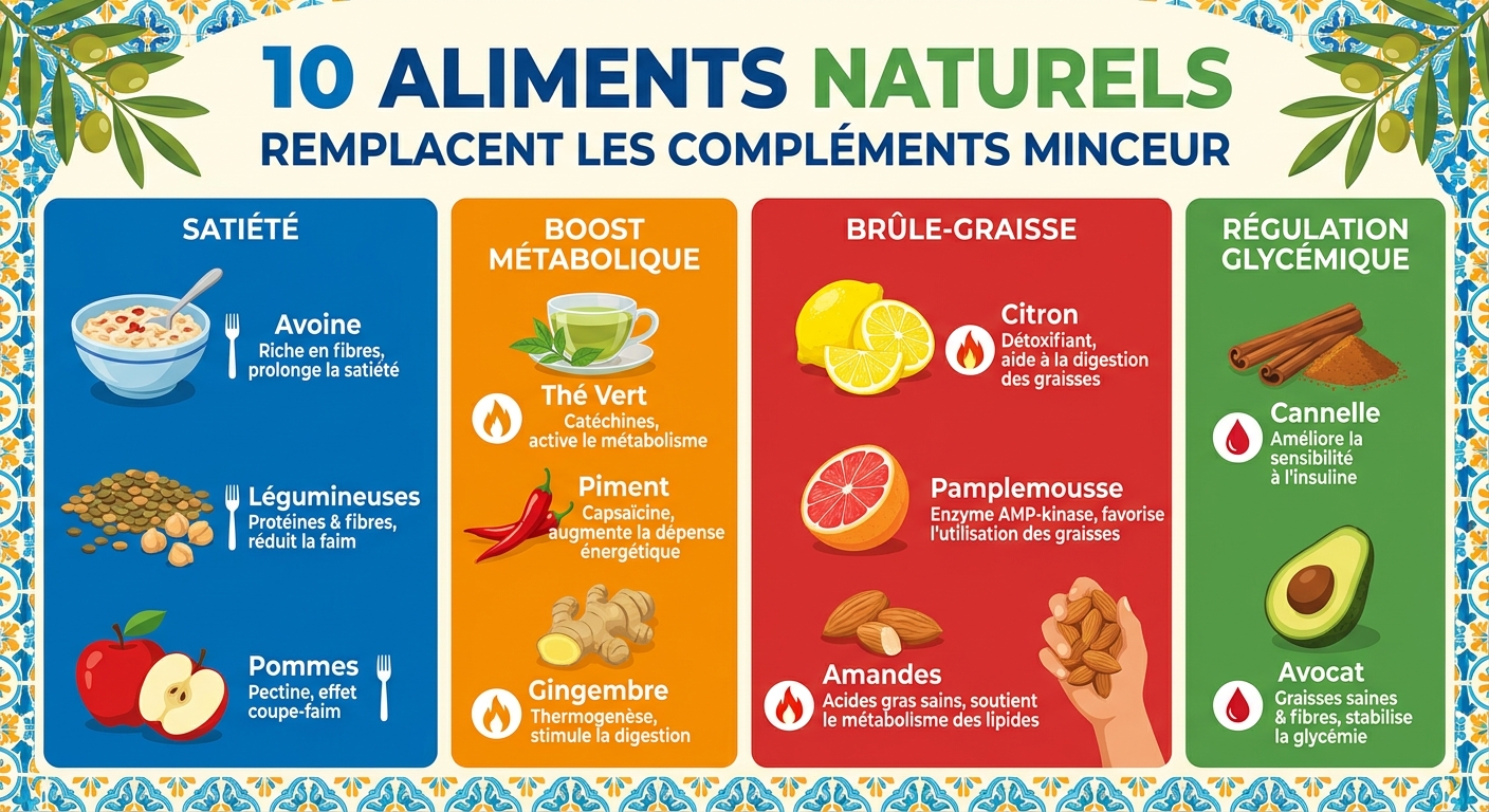 Les 10 aliments naturels qui remplacent efficacement les compléments minceur