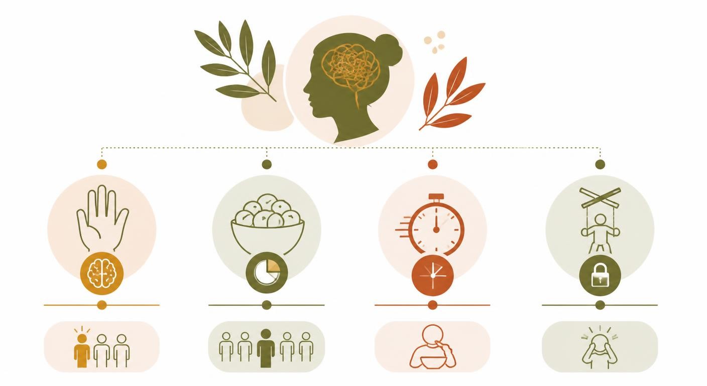 Infographie des 4 caractéristiques d'une compulsion alimentaire