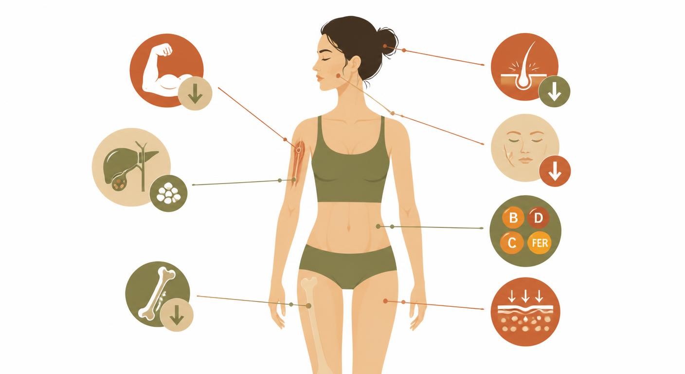 Infographie des conséquences physiques d'une perte de poids trop rapide sur le corps