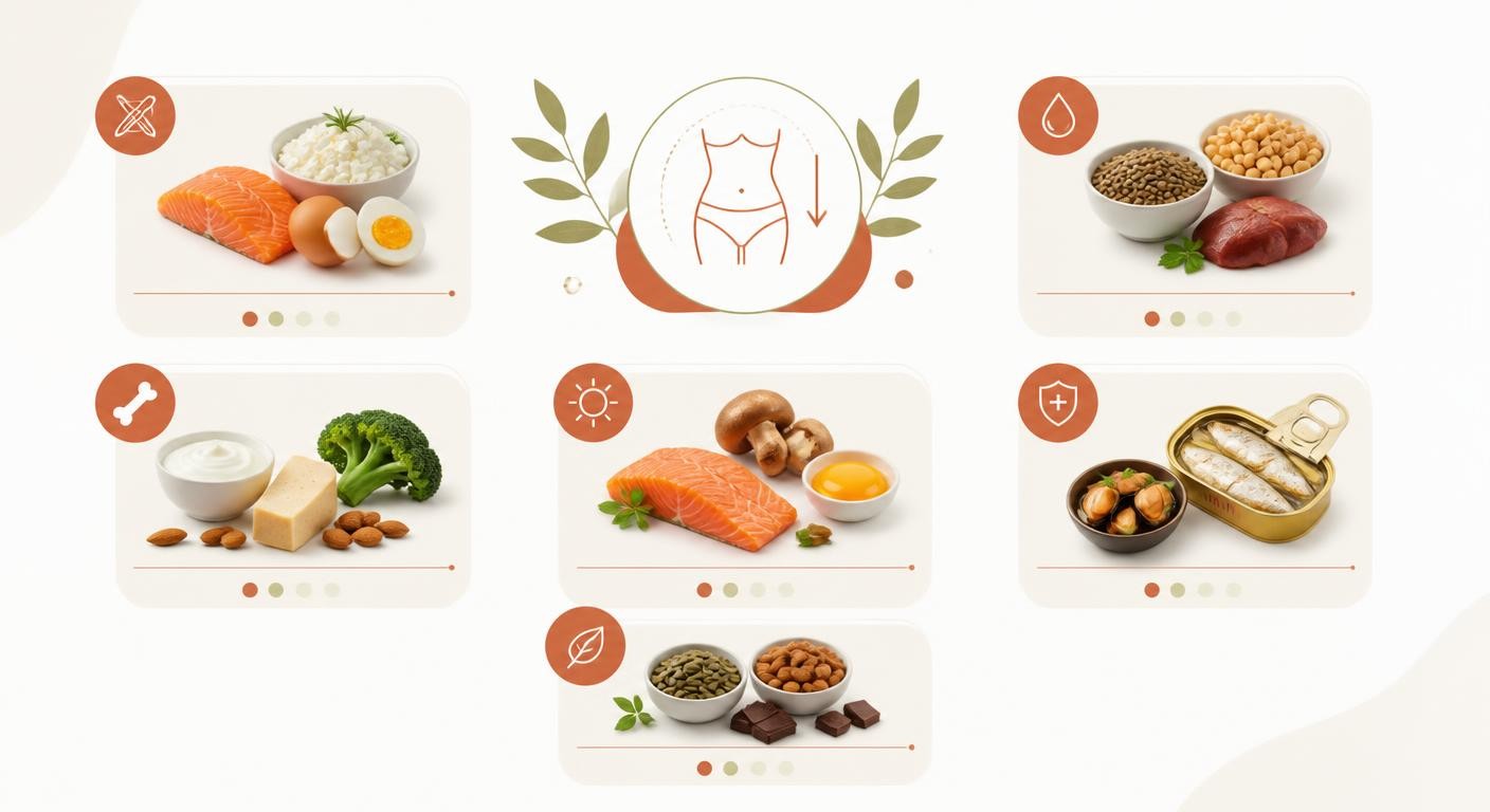 Infographie des nutriments essentiels à sécuriser pendant une perte de poids pour éviter la fonte musculaire et les carences