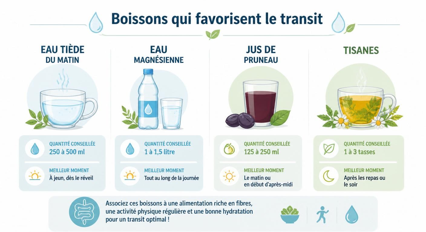Les boissons qui relancent le transit et leurs quantités conseillées