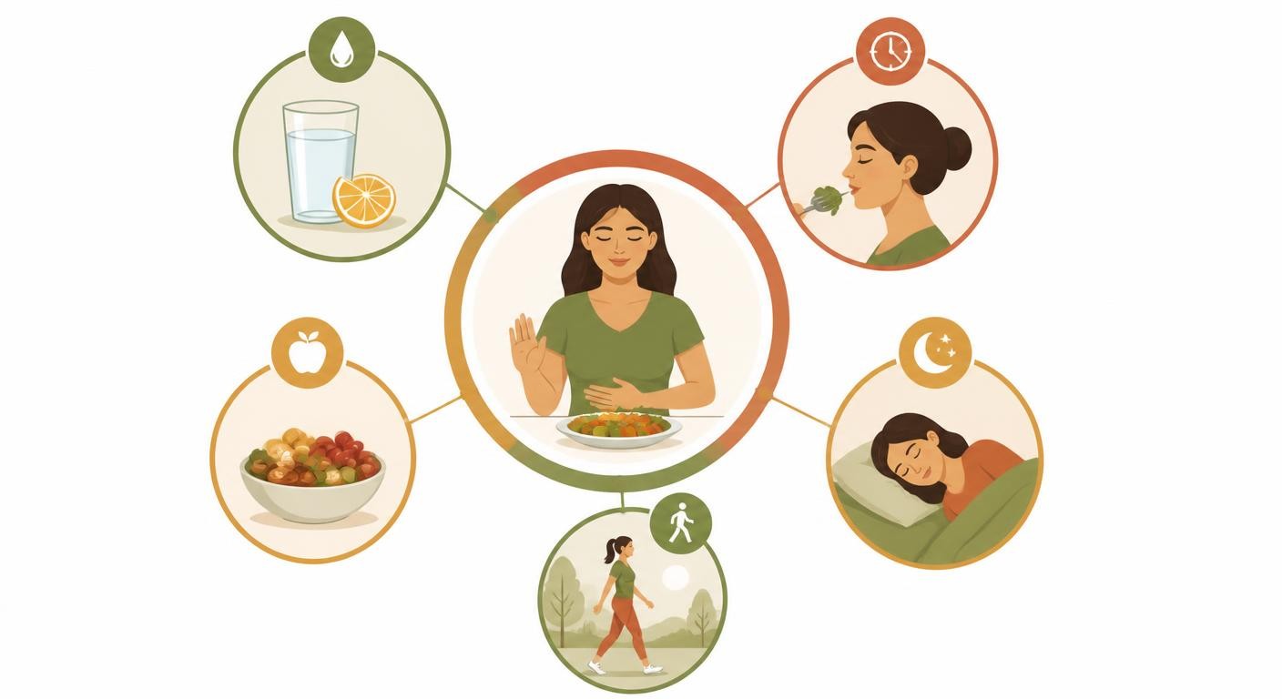Infographie des habitudes quotidiennes qui aident à couper la faim
