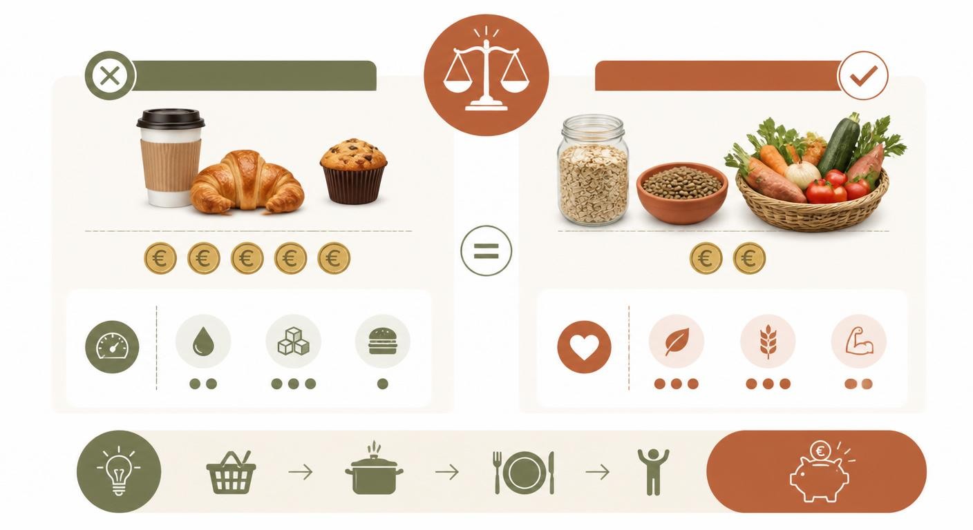 Infographie déconstruisant le mythe selon lequel manger sain coûterait plus cher