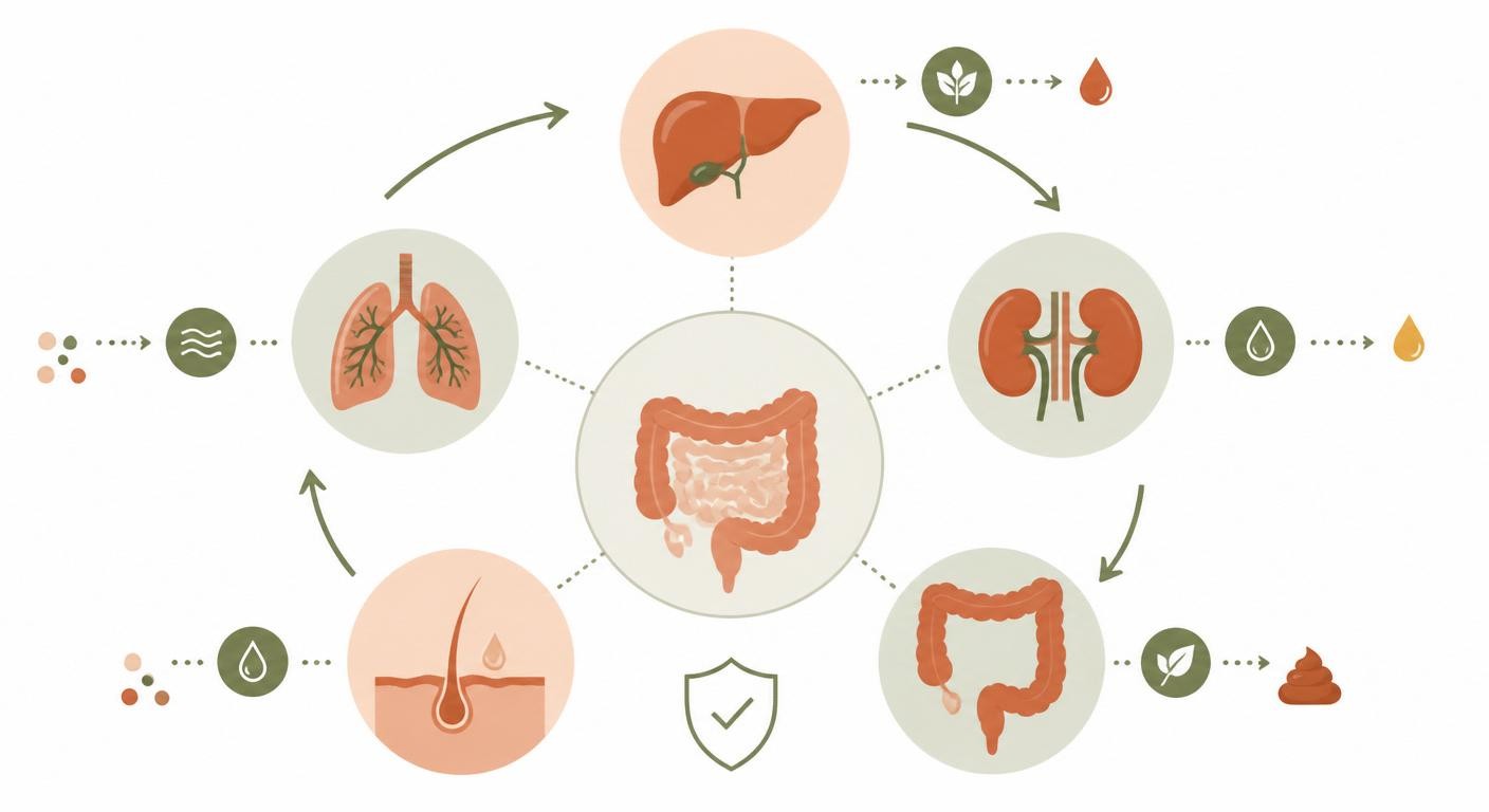 Infographie des organes émonctoires impliqués dans la détox digestive