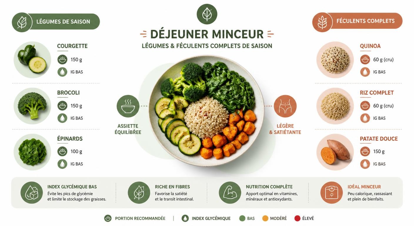 Les meilleurs légumes de saison et féculents complets pour composer un déjeuner minceur équilibré