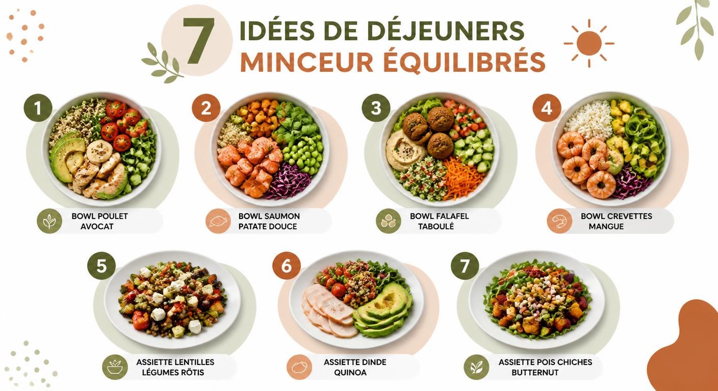 Sept idées de déjeuners minceur équilibrés en bowls et assiettes