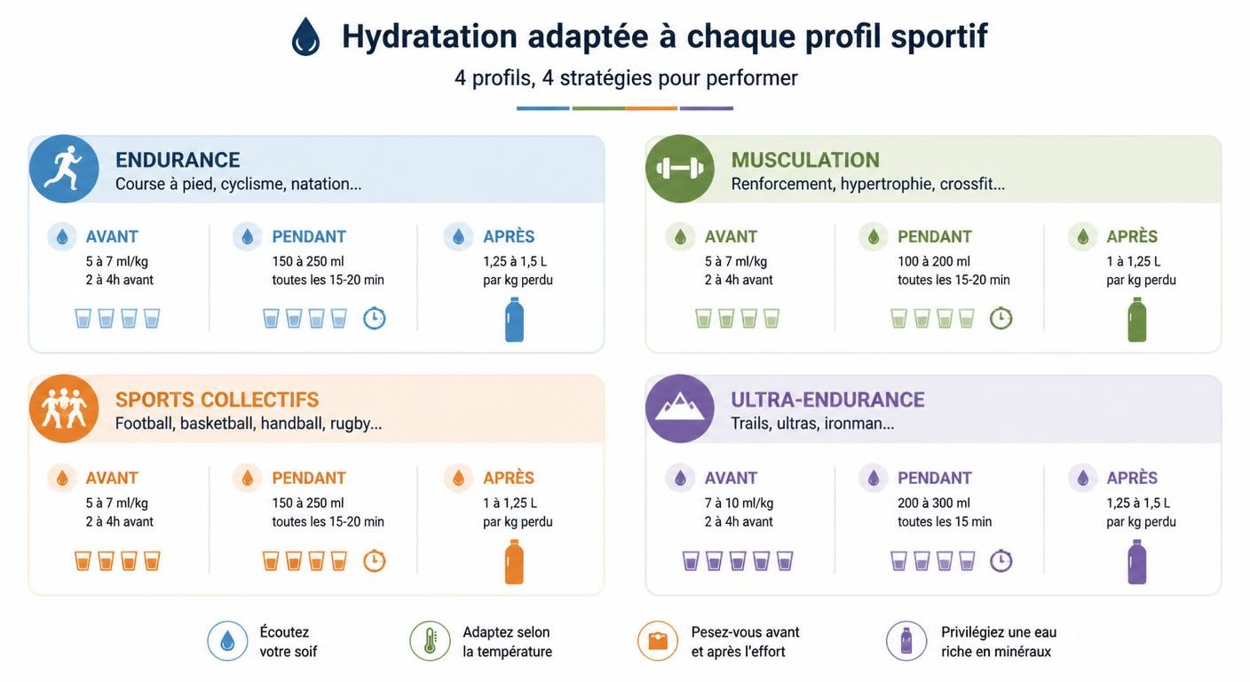 Stratégie d'hydratation adaptée à chaque discipline sportive