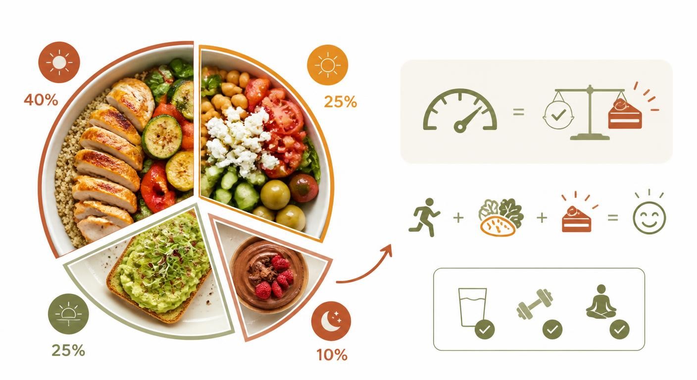 Infographie montrant comment intégrer un dessert dans un budget calorique journalier