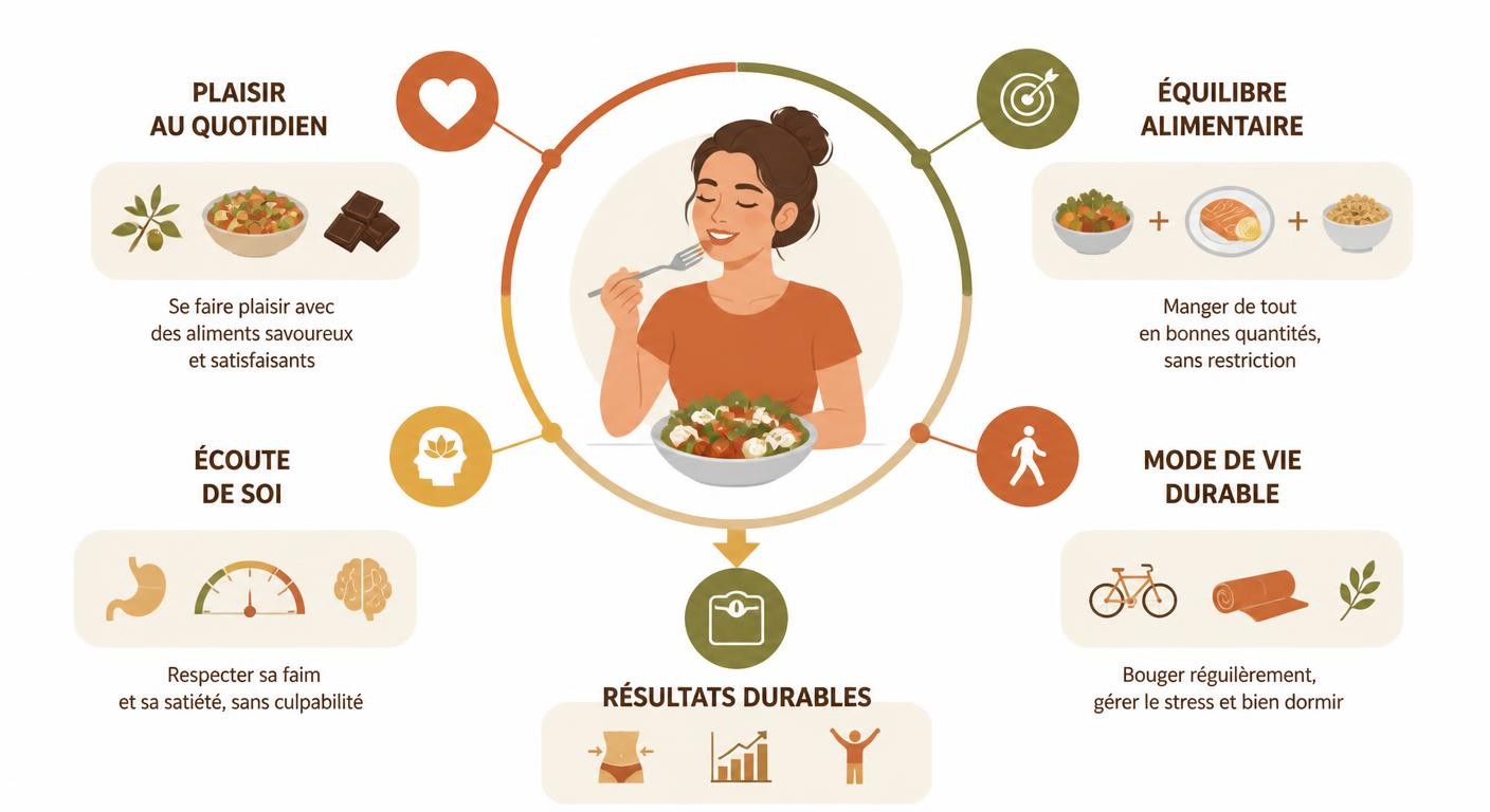Infographie du plaisir maîtrisé comme moteur d'une perte de poids durable