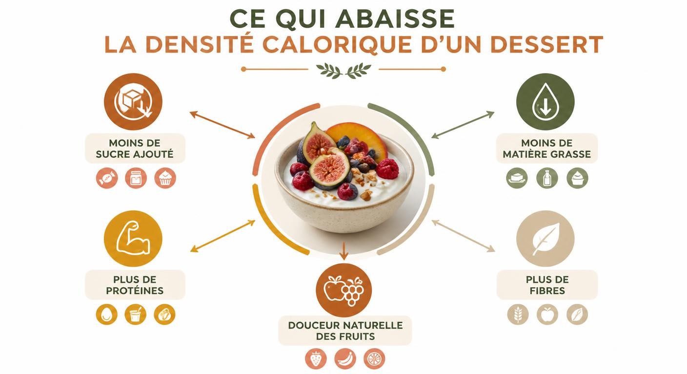 Infographie des leviers pour alléger un dessert