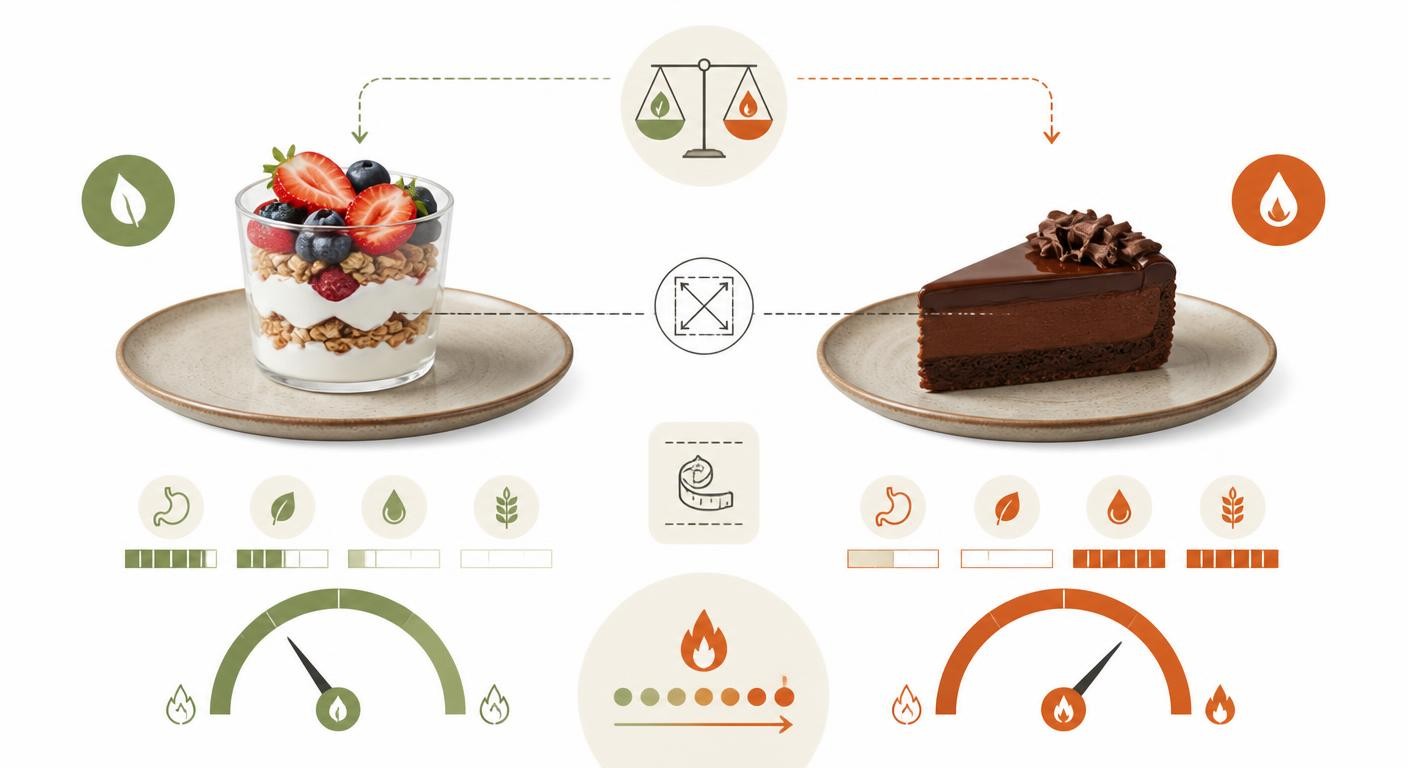 Infographie expliquant la densité calorique d'un dessert