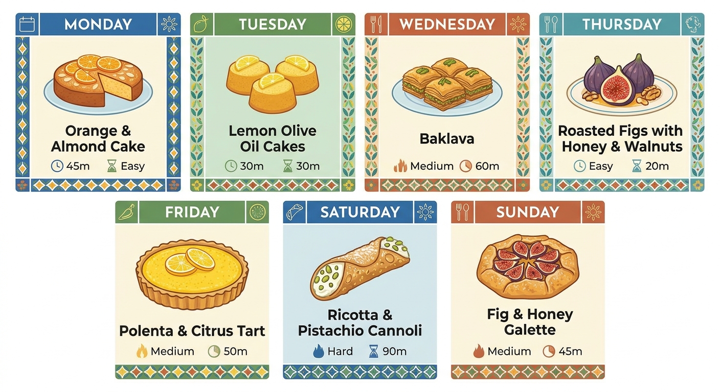 Planning hebdomadaire de desserts sans lactose