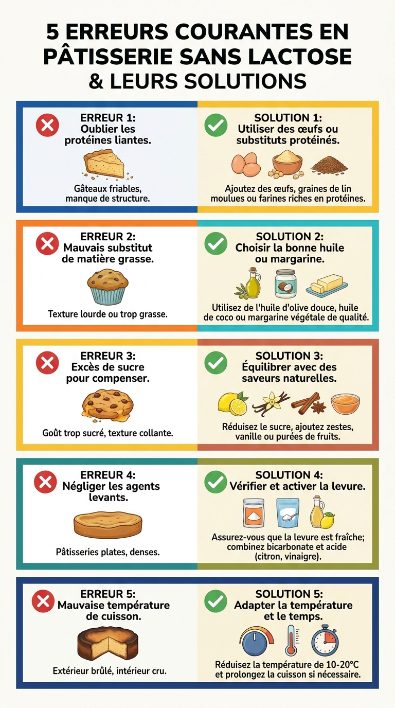 Les 5 erreurs courantes en pâtisserie sans lactose et leurs solutions