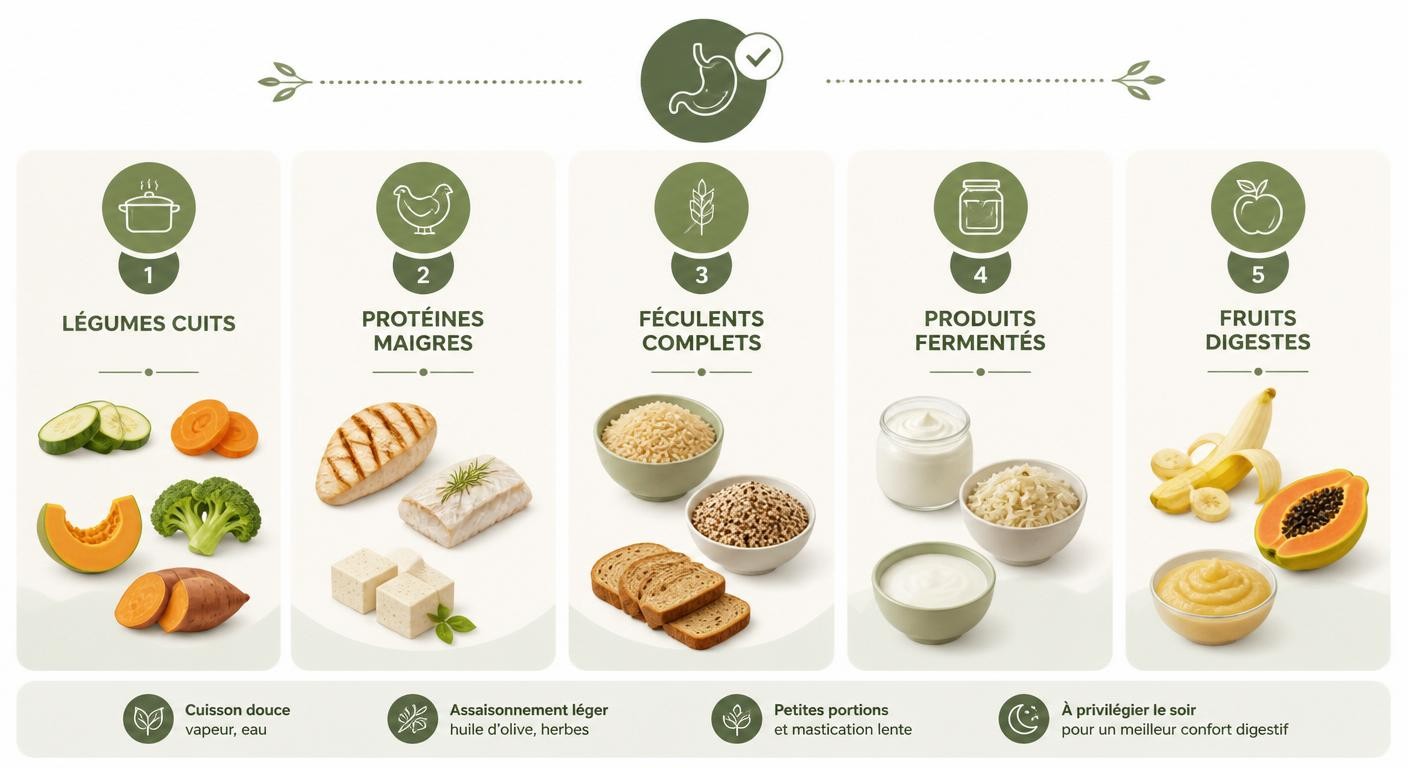 Infographie des aliments à privilégier le soir pour bien digérer