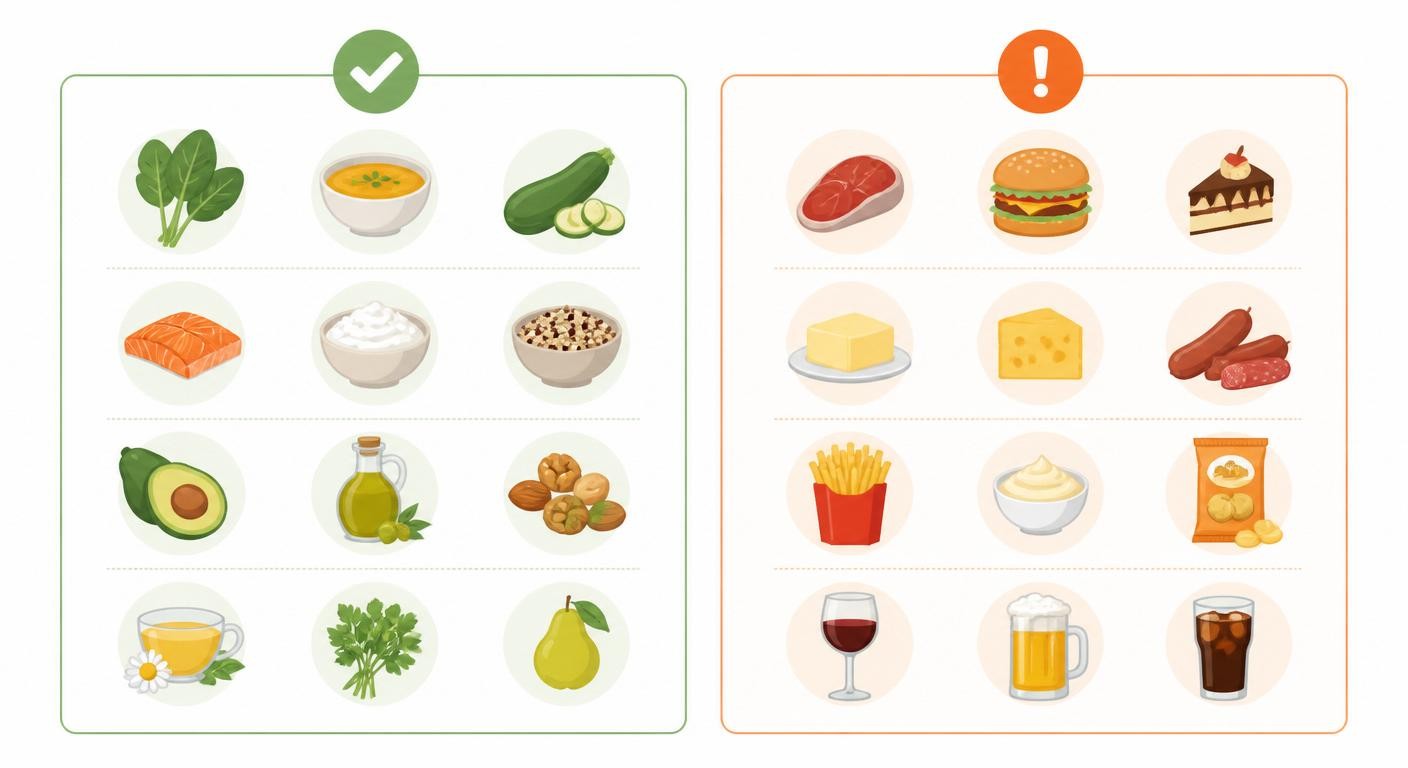 Infographie comparant les aliments à privilégier et à limiter au dîner